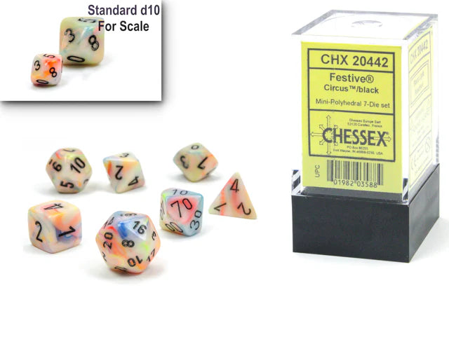 Chessex - Festive Mini-hedral Circus/black 7-Die set