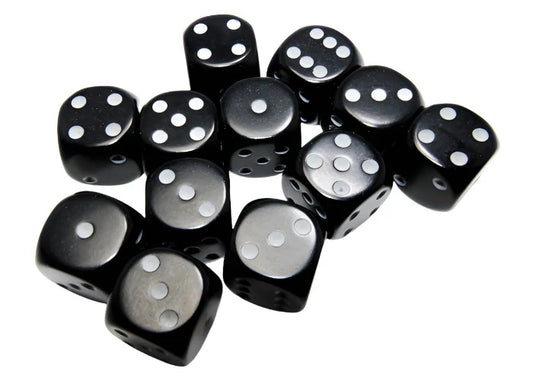 Chessex - Opaque 16mm D6 Dice Block - Black w/White