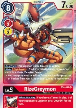 RizeGreymon (BT4-017) (V.1) - Great Legend (Super Rare) [BT-04-BT4-017]