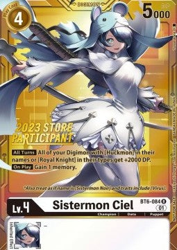 Sistermon Ciel (BT6-084) (V.1) - Store Championships Promos (Alternative Art) [SCP-BT6-084]