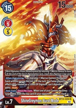 ShineGreymon: Burst Mode (BT13-020) (V.1) - Versus Royal Knights (Super Rare) [BT-13-020]
