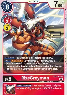 RizeGreymon (BT4-017) - Resurgence Booster (Super Rare) [RB-01-BT4-017]