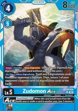 Zudomon Ace (BT14-026) (V.1) - Blast Ace (Super Rare) [BT-14-026]