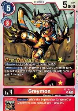 Greymon (BT14-012) - Promos: Blast Ace (Rare) [BT-14P-BT14-012]