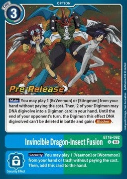 Invincible Dragon-Insect Fusion (BT16-092) - Promos: Beginning Observer (Uncommon) [BT-16P-BT16-092]