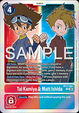 Tai Kamiya & Matt Ishida (BT17-081) (V.1) - Secret Crisis (Rare) [BT-17-081]