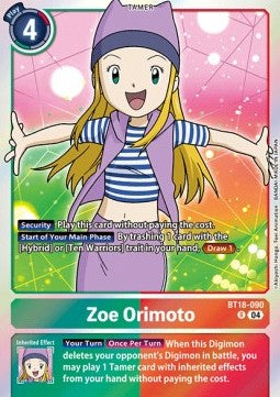 Zoe Orimoto (BT18-090) (V.1) - Special Booster Ver 2.0 (Rare) [SB2.0-090]