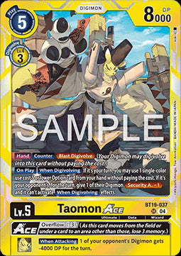 Taomon Ace (BT19-037) (V.1) - Special Booster Ver 2.5 (Super Rare) [SB2.5-BT19-037]