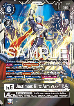 Justimon: Blitz Arm Ace (BT19-064) (V.1) - Special Booster Ver 2.5 (Super Rare) [SB2.5-BT19-064]