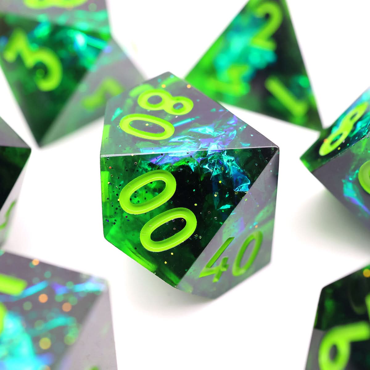 Necrotic Glimmer | Sharp Edge Dice | 7 Piece Set