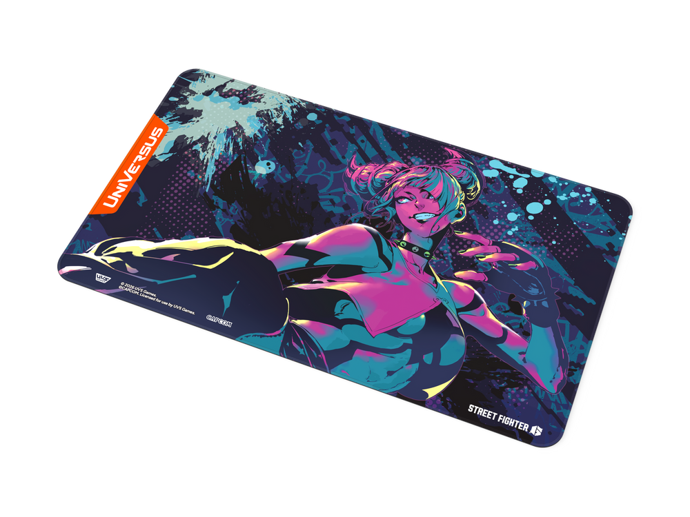 UniVersus – Street Fighter 6 Juri Playmat – angled view